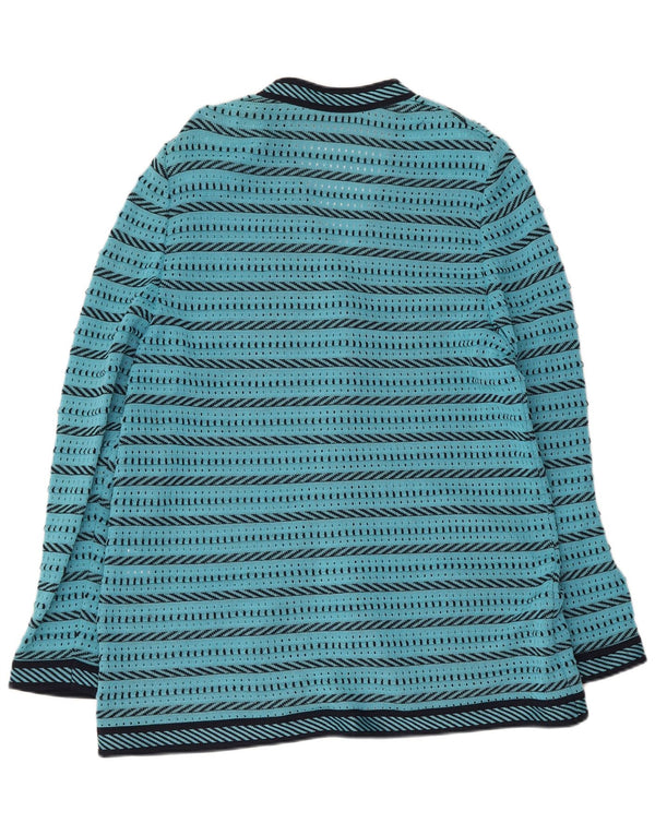 Maglione cardigan da donna Liola UK 14 cotone a righe grandi blu