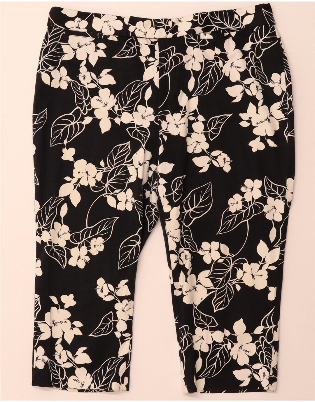 Pantaloni capri dritti da donna CHAPS US 16 2XL W38 L20 cotone floreale nero