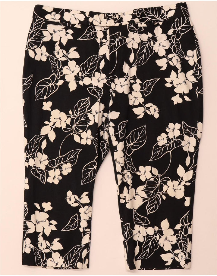 Pantaloni capri dritti da donna CHAPS US 16 2XL W38 L20 cotone floreale nero