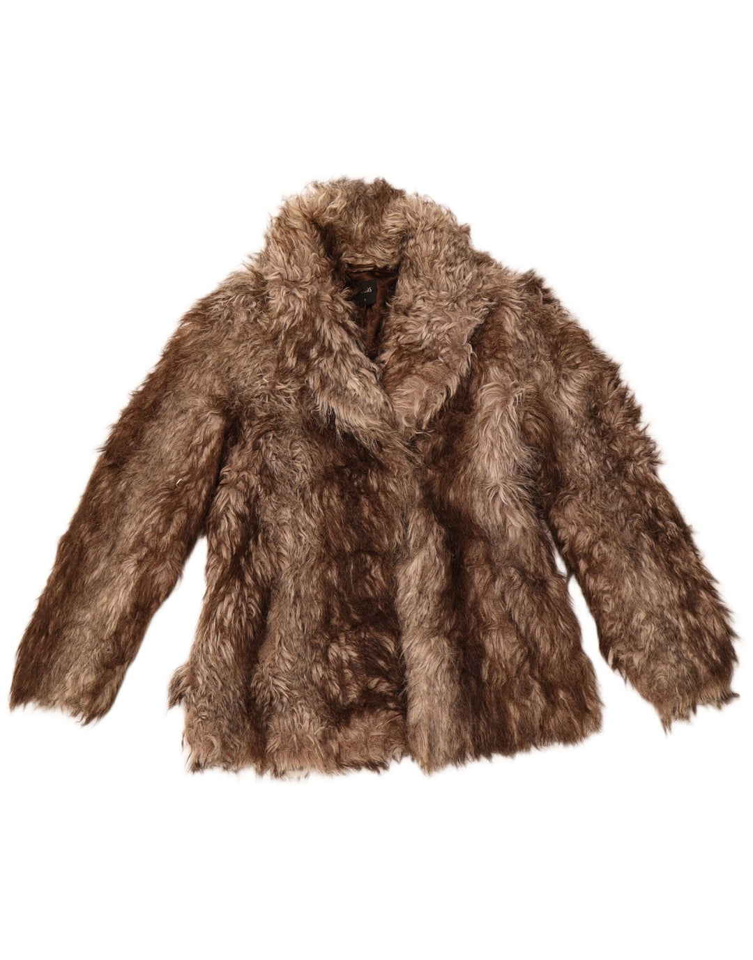 OASIS Giacca da donna in pelliccia sintetica UK 10 Piccolo acrilico a strisce marroni