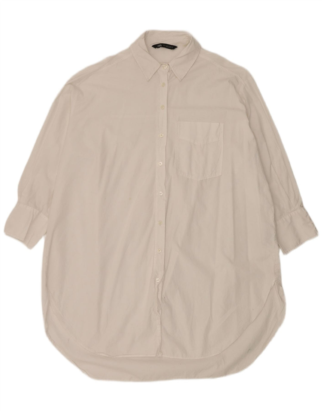 Abito chemisier oversize da donna ZARA UK 14 cotone bianco medio