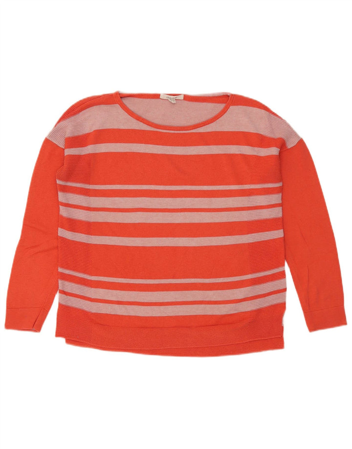 Maglione maglione con scollo a barca da donna di White Stuff UK 10 Piccolo a righe arancioni