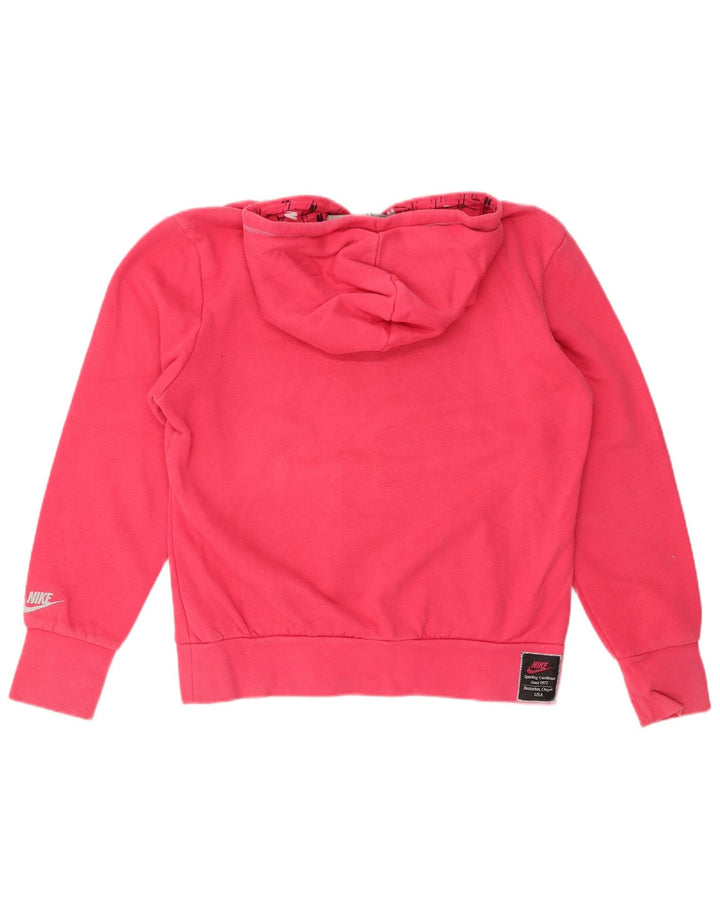 Felpa con cappuccio grafica NIKE da donna UK 16/18 XL cotone rosa