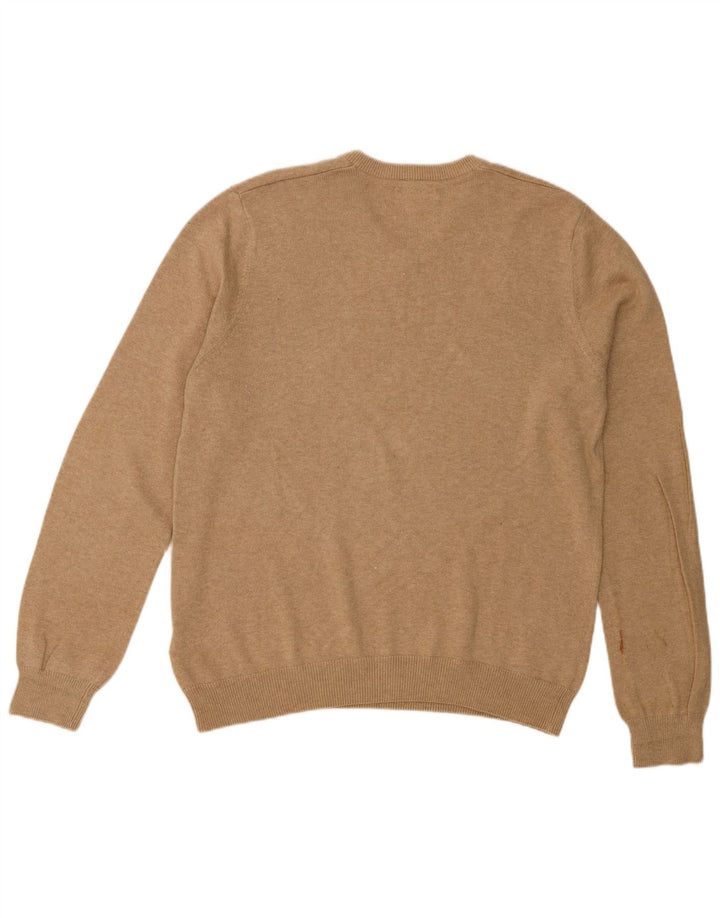 Maglione da uomo con scollo a V Marks & Spencer in cotone screziato beige medio