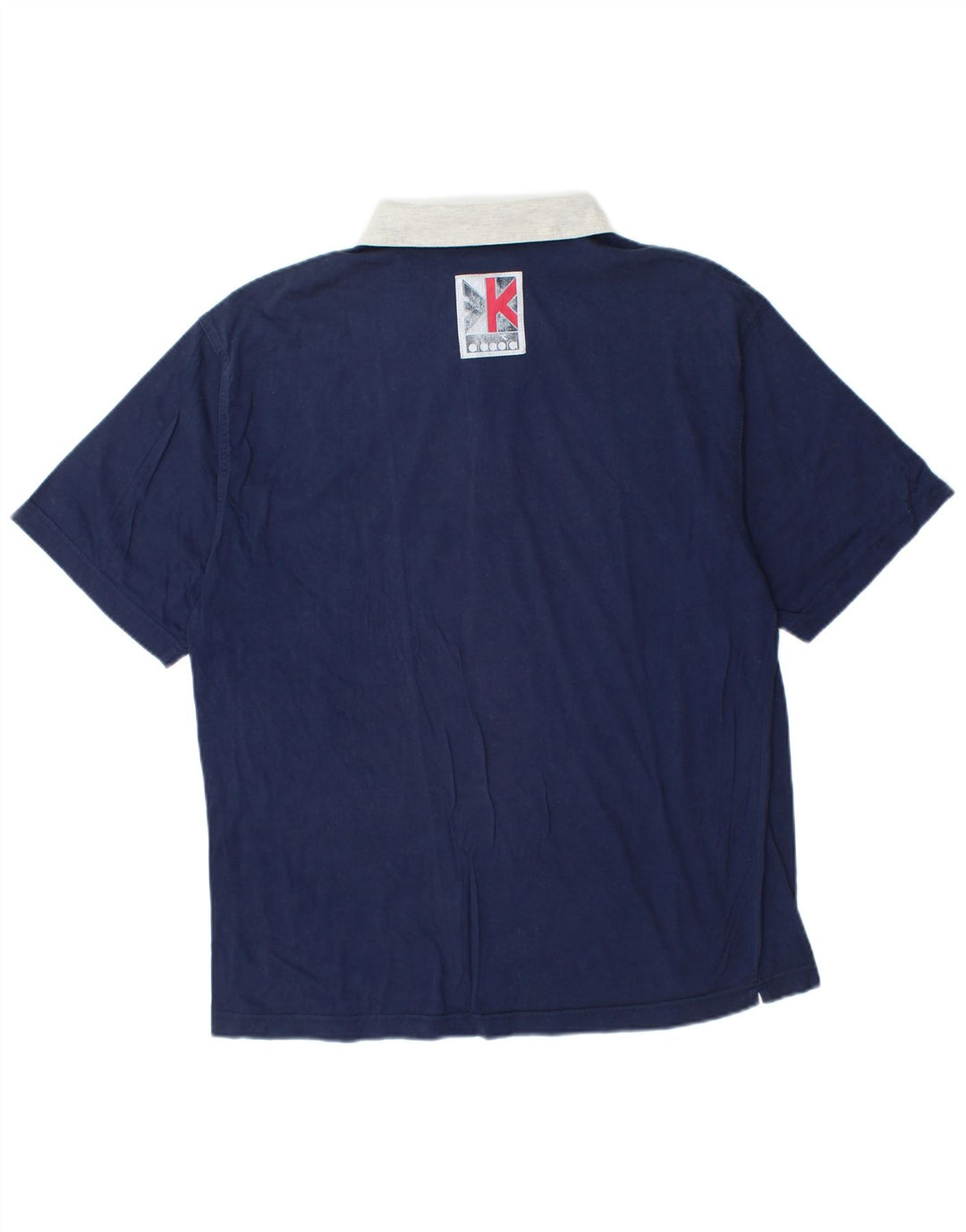 Polo grafica da uomo DIADORA Large in cotone color block blu navy