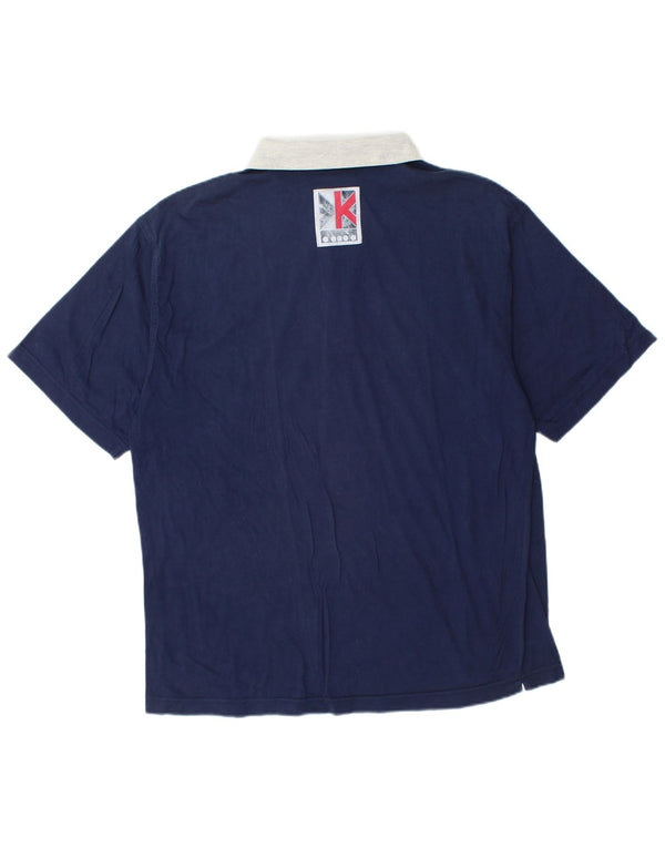 Polo grafica da uomo DIADORA Large in cotone color block blu navy