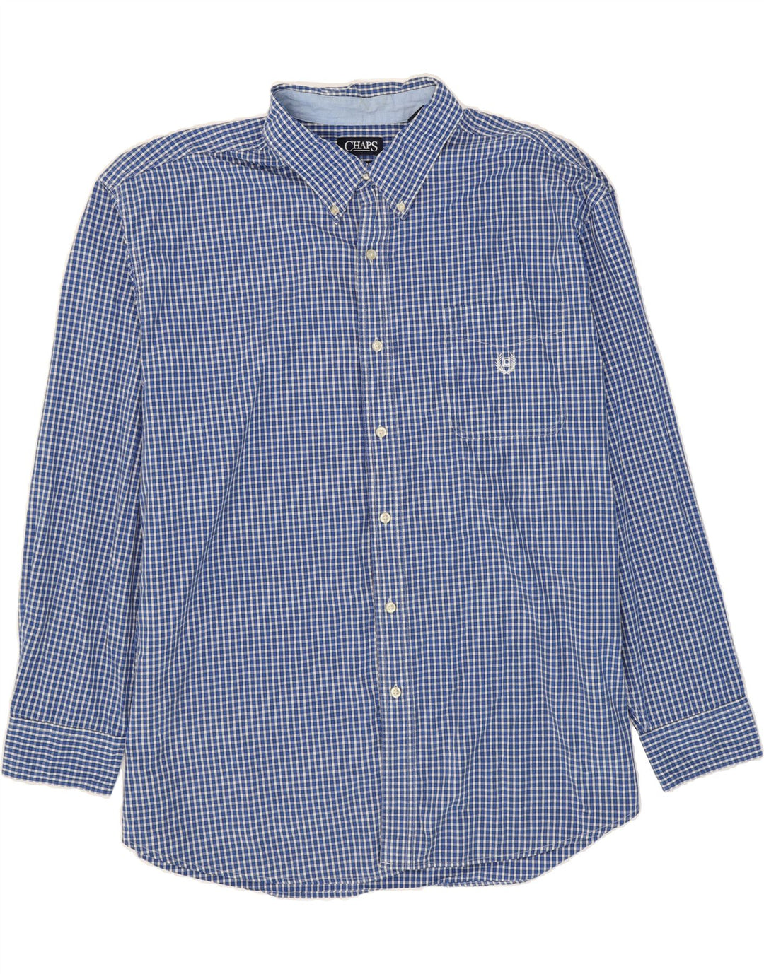CHAPS Mens Shirt 3XL Blue Check Cotton Vintage Chaps and Second-Hand Chaps from Messina Hembry 