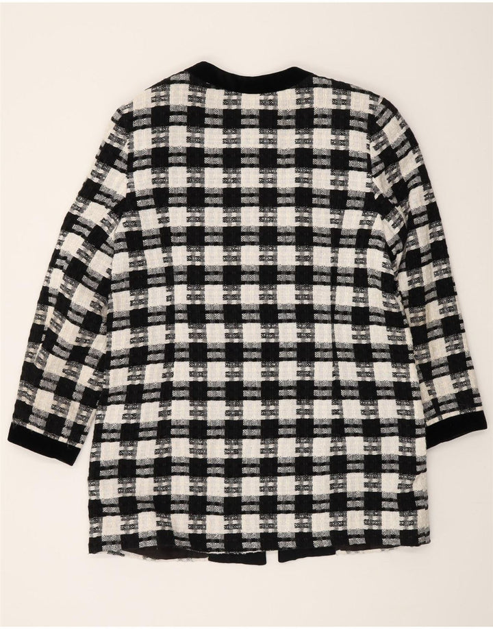 Giacca blazer lunga da donna Meico EU 42 grande poliestere a quadri neri