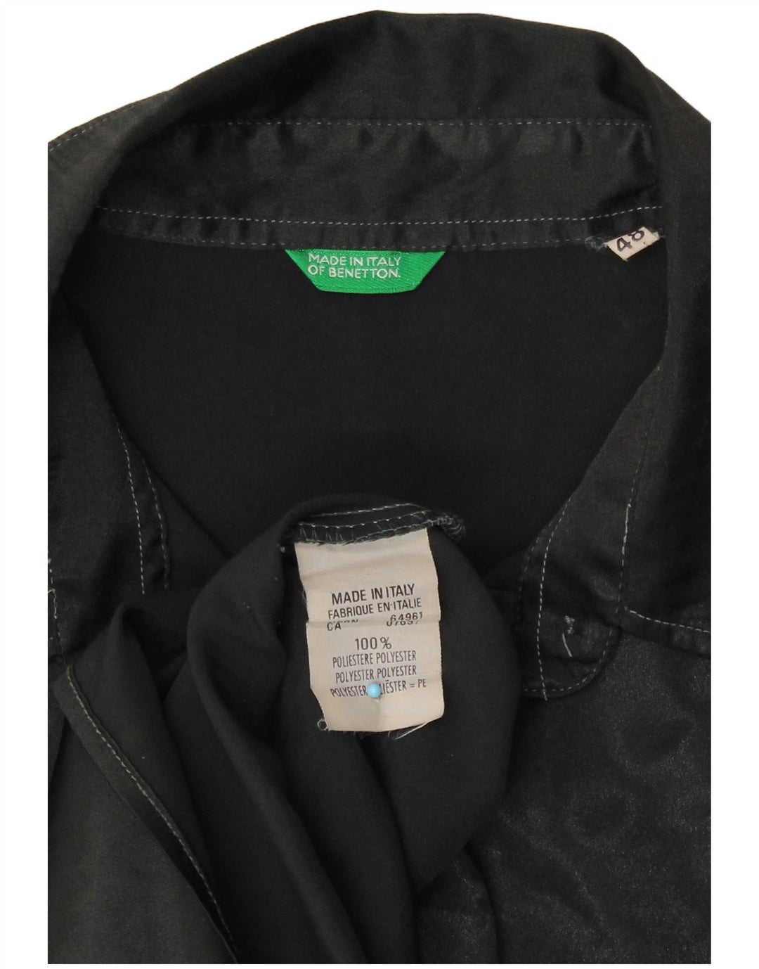 Camicia Donna Benetton IT 48 XL Poliestere Stampa Animalier Nera