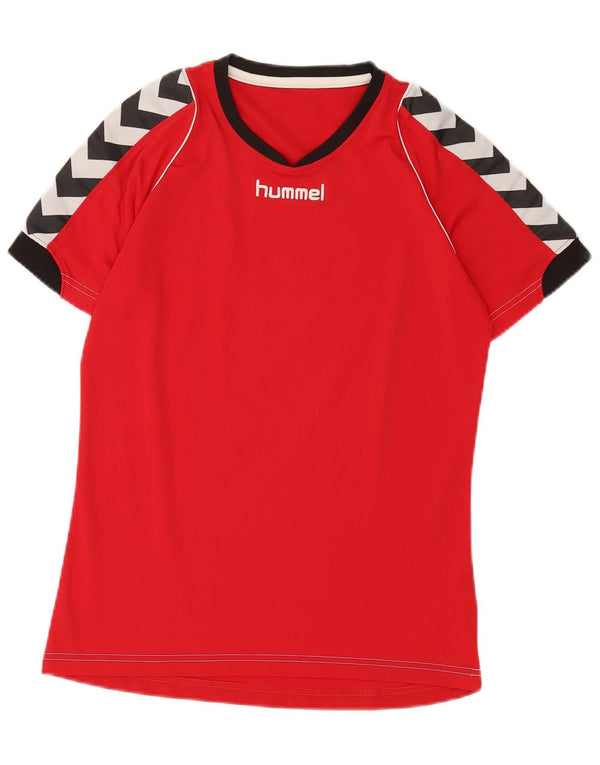 T-shirt grafica da uomo Hummel Top piccolo in poliestere color block rosso