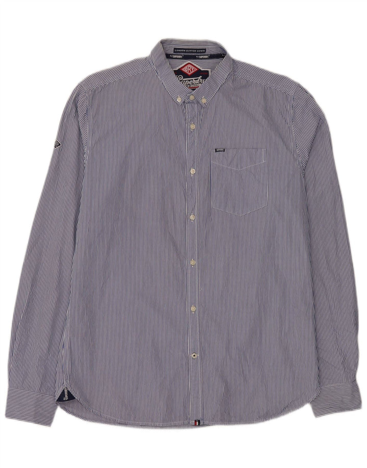 Camicia da uomo Superdry XL in cotone gessato blu
