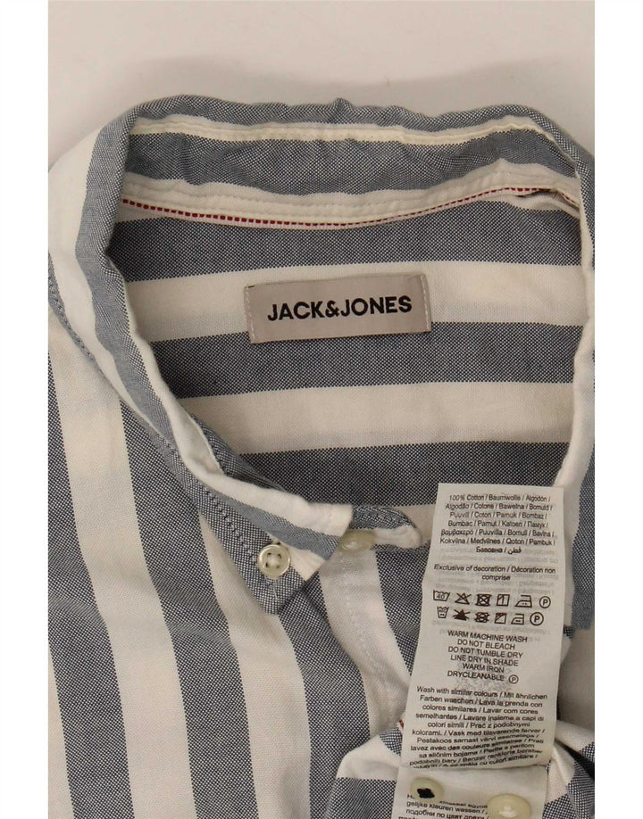 Camicia da uomo a maniche corte Jack & Jones in cotone a righe blu medio
