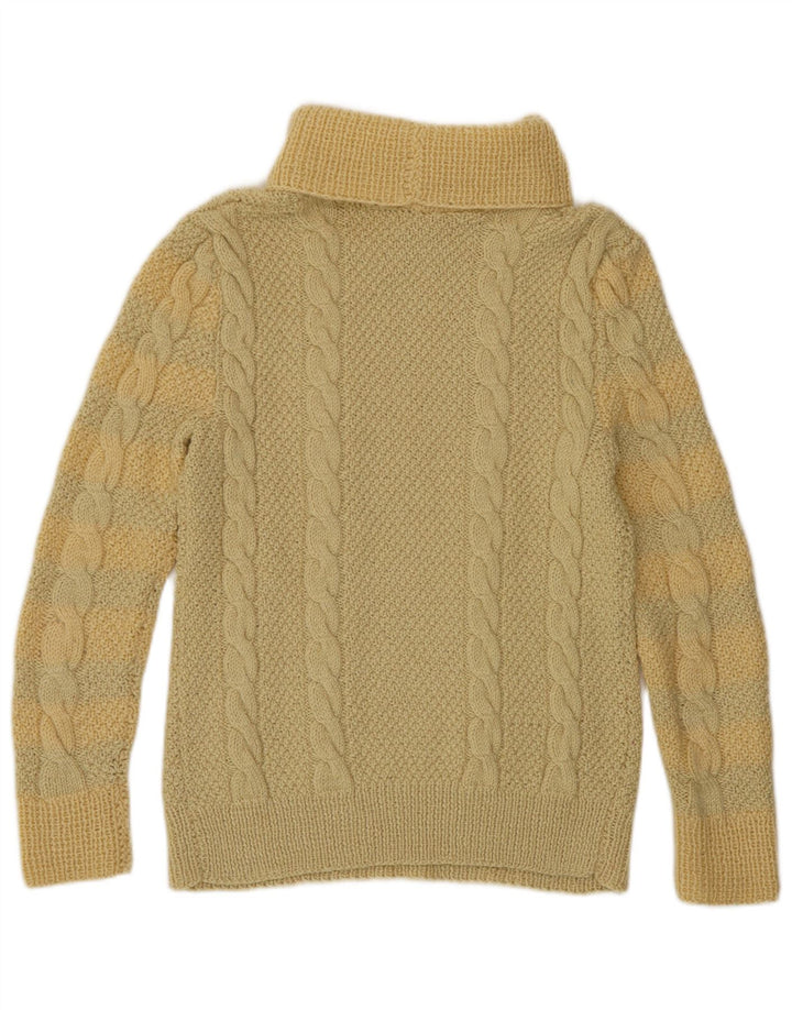 Maglione maglione vintage da donna con collo alto UK 10 piccolo giallo