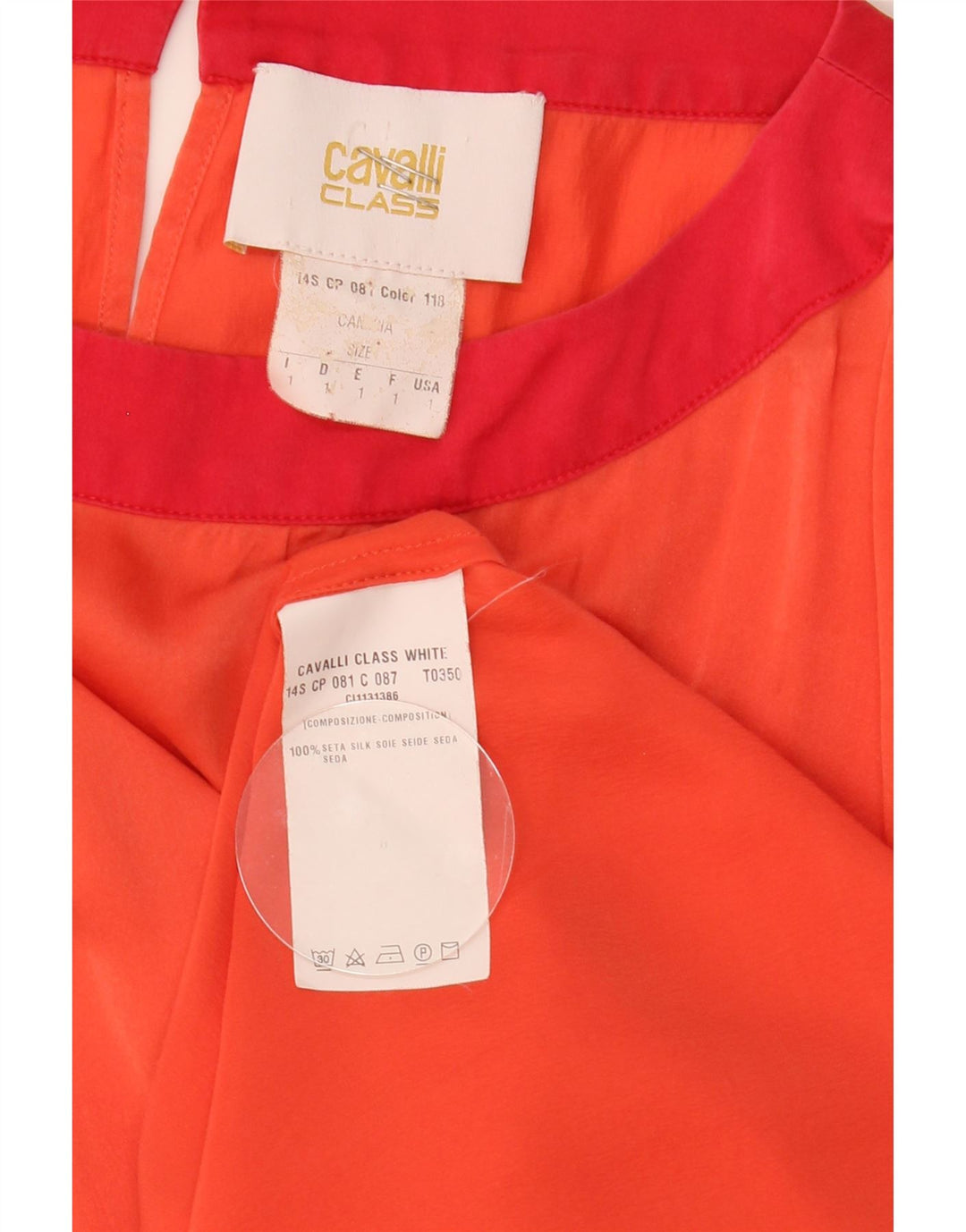 Camicetta oversize da donna Cavalli US 1 XS arancione color block in seta