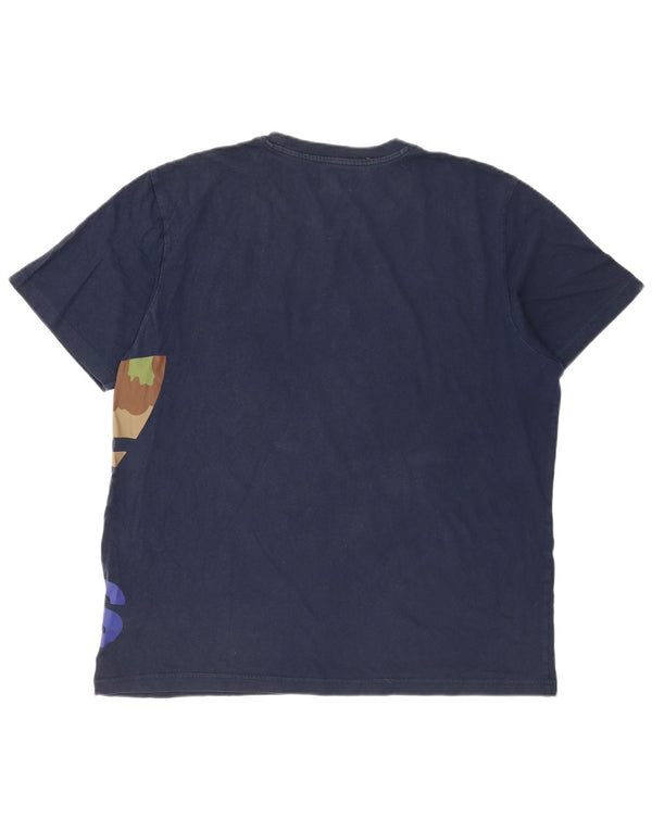 T-shirt grafica da uomo Adidas Top XL in cotone blu navy