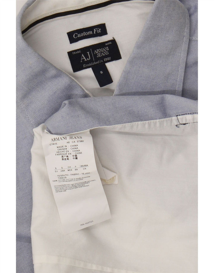 Camicia Armani Jeans da uomo su misura, piccola, in cotone color block blu