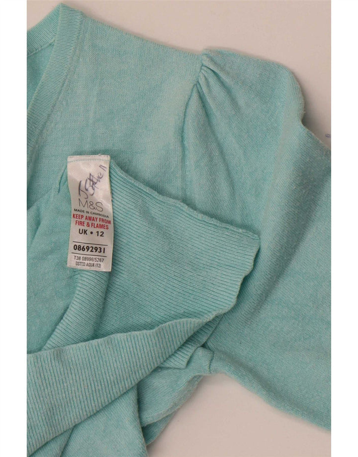 Maglione cardigan da donna Marks & Spencer UK 12 Viscosa turchese medio