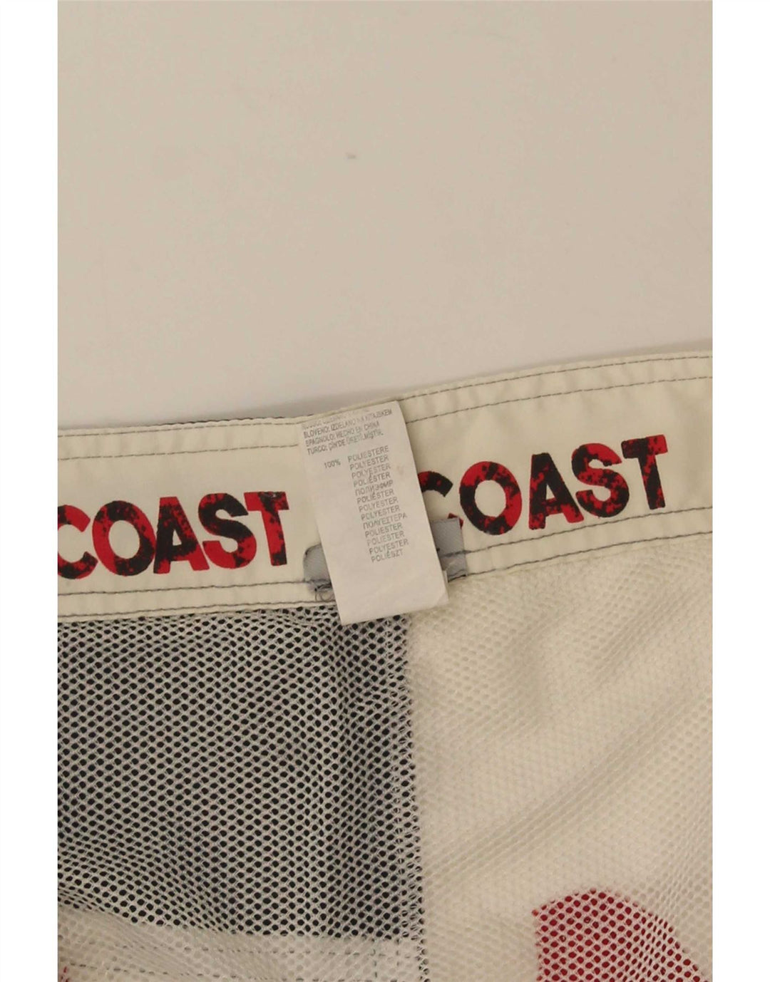Pantaloncini da bagno grafici da uomo vintage in poliestere color block bianco medio