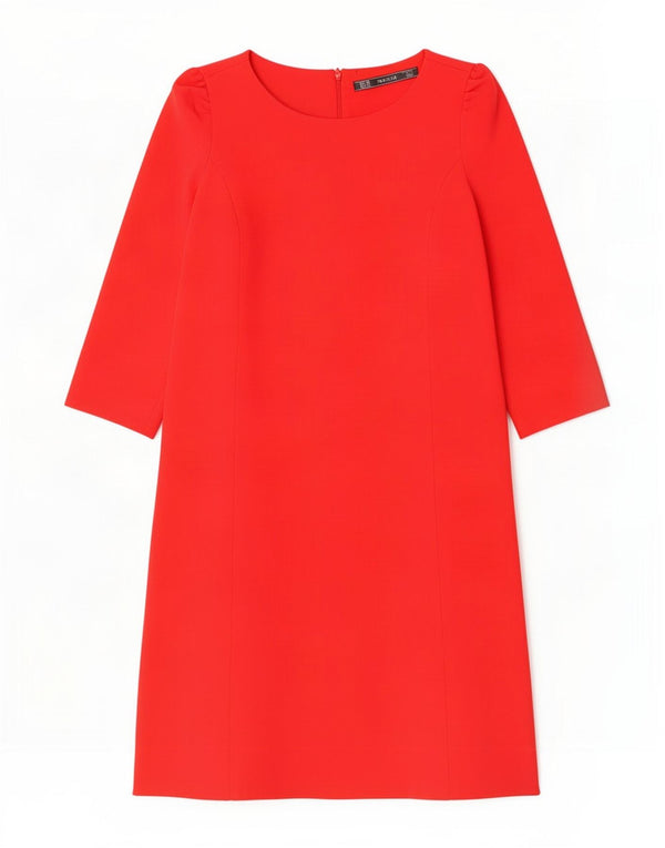 Abito a trapezio con maniche a 3/4 da donna Zara UK 6 XS rosso