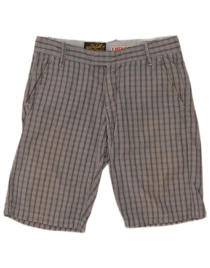 Pantaloncini chino da uomo Datch W28 piccoli in cotone a quadri grigi