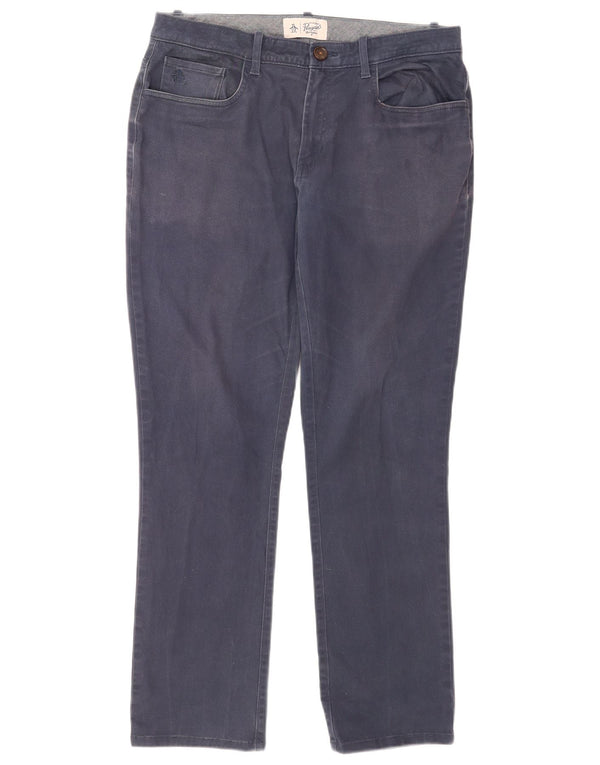 Pantaloni casual slim da uomo Penguin EU 48 Medium W32 L31 Cotone blu navy