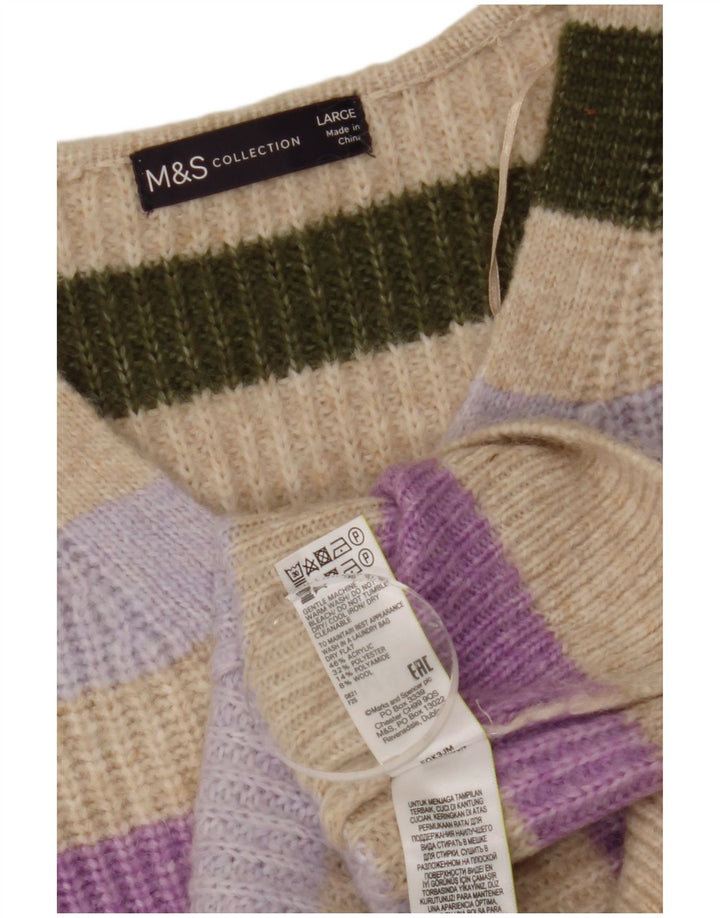 Maglione maglione con scollo a V da donna Marks & Spencer UK 16 grande multicolore