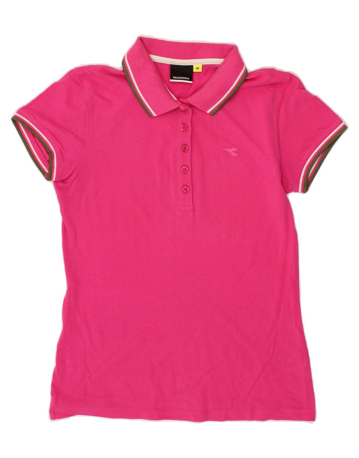 DIADORA Womens Polo Shirt UK 12 Medium Pink Cotton Vintage Diadora and Second-Hand Diadora from Messina Hembry 