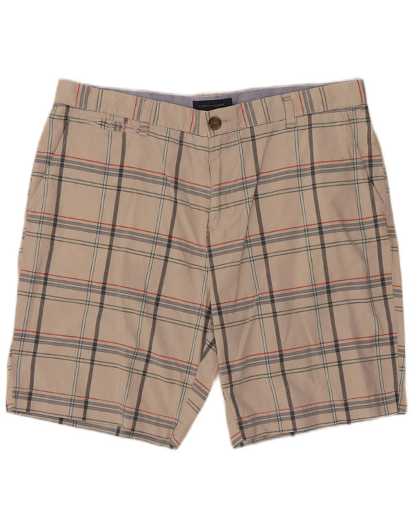 Pantaloncini chino da uomo Tommy Hilfiger W36 grandi cotone a quadri bianco sporco