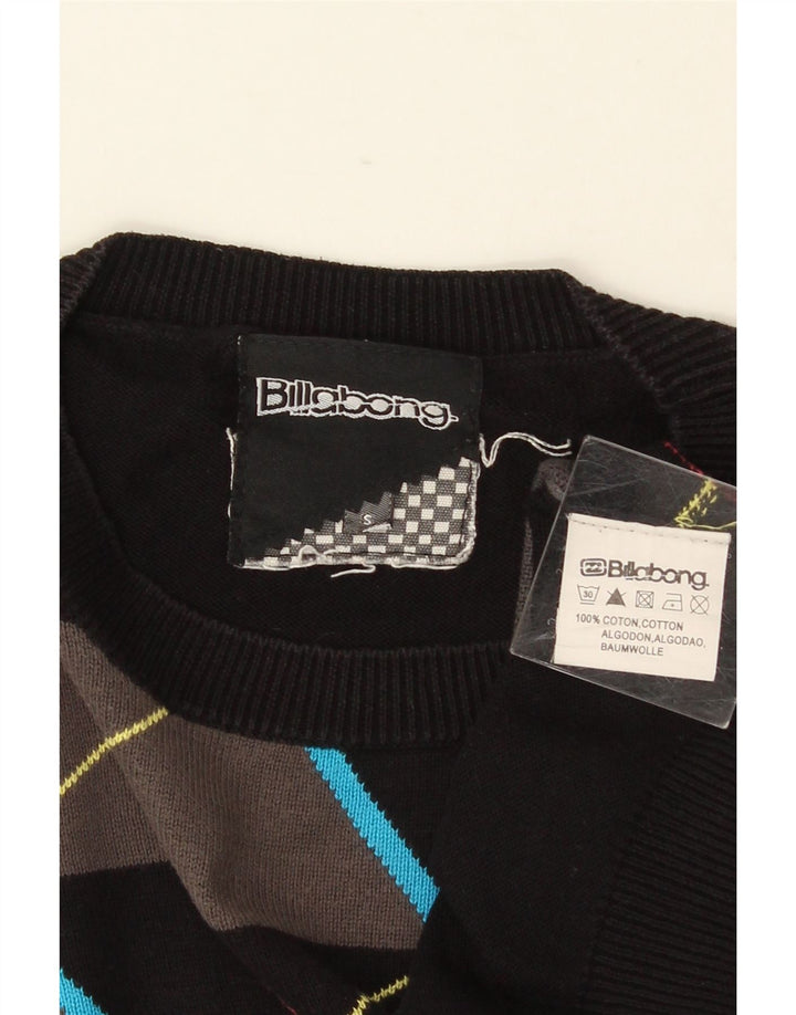 BILLABONG Maglione girocollo da uomo piccolo in cotone nero a rombi/diamante