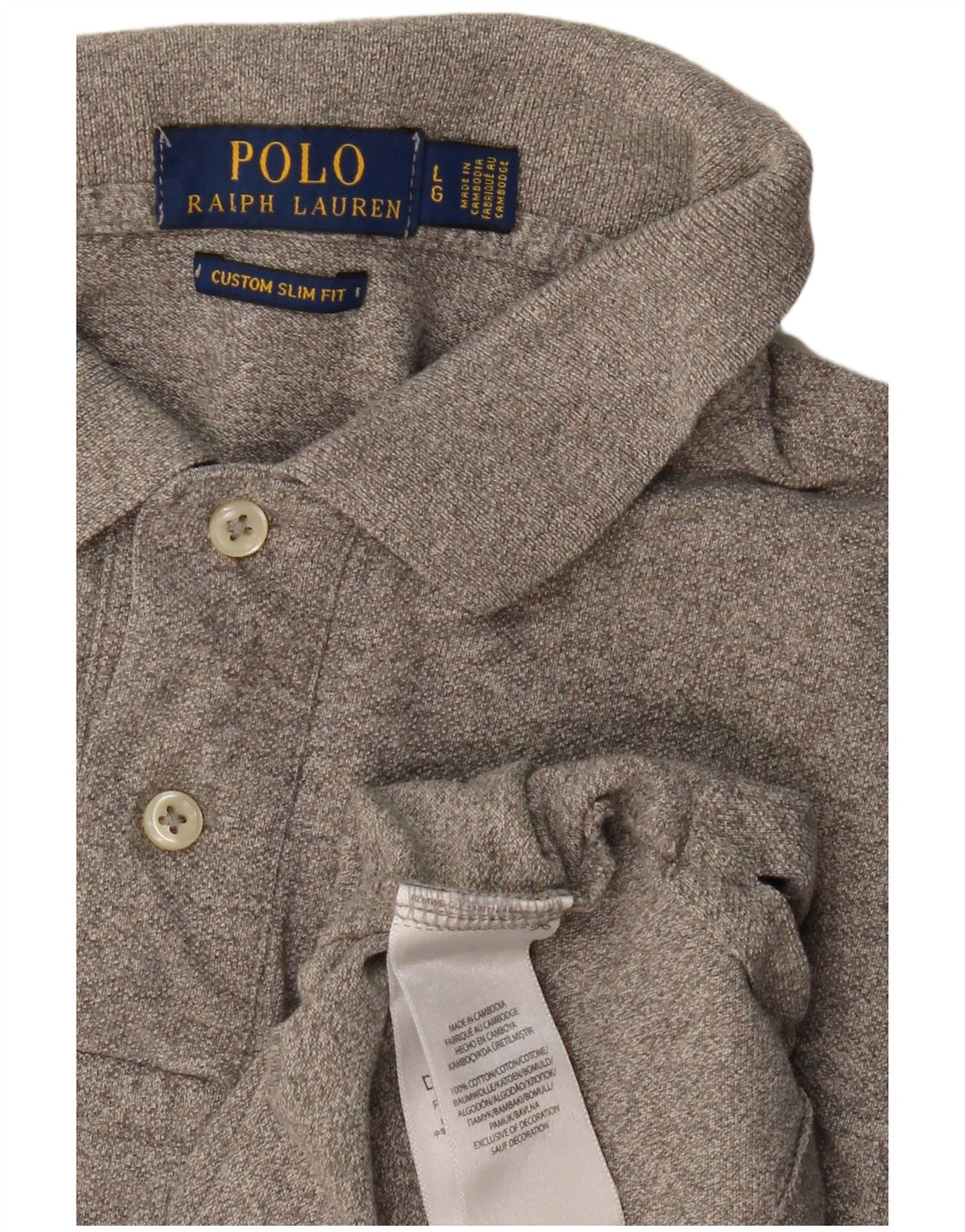 POLO RALPH LAUREN Polo da uomo slim fit personalizzata grande in cotone grigio