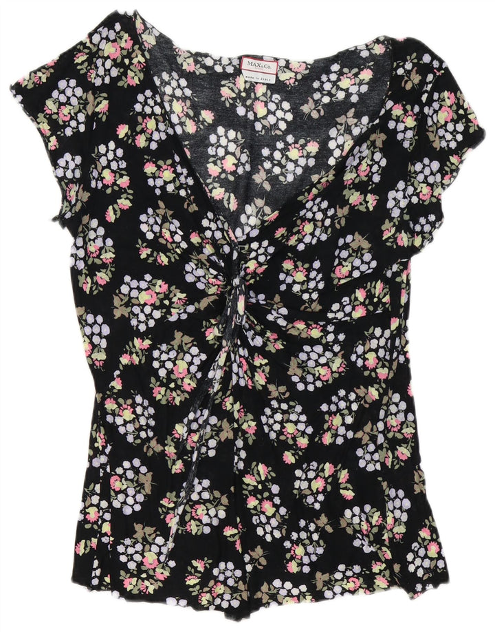 Top camicetta da donna Max & Co. UK 10 piccolo floreale nero