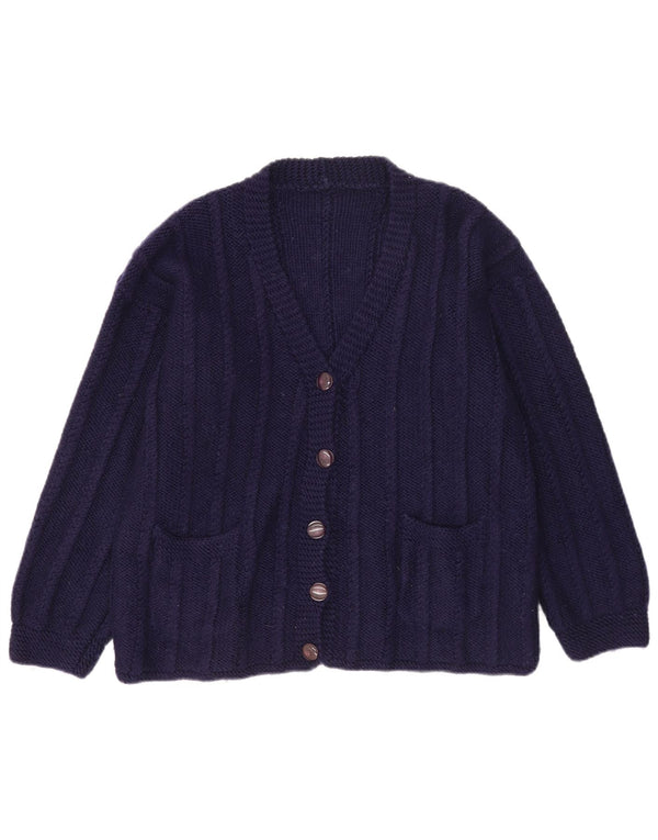 Maglione cardigan da donna vintage UK 16 grande blu navy