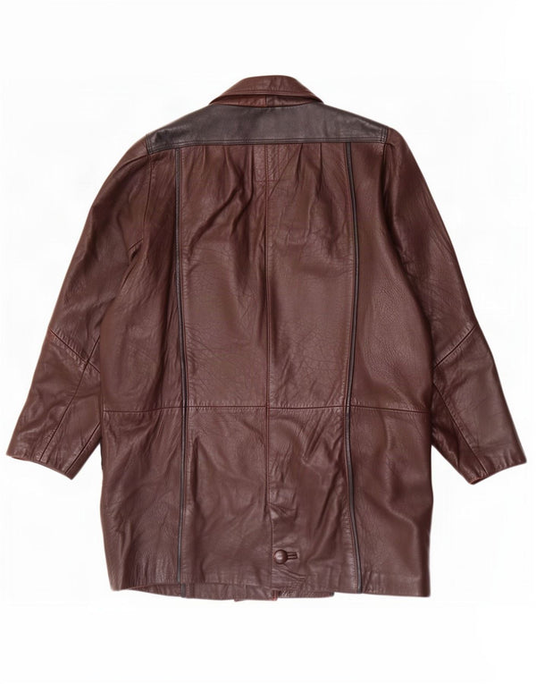 Cappotto oversize in pelle da donna Sardar UK 16 grande marrone