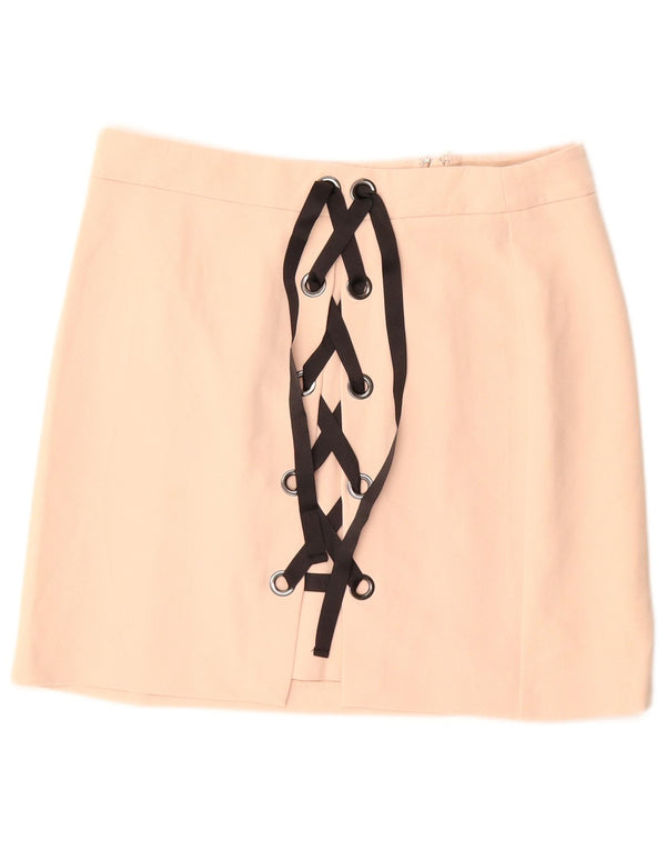 Minigonna da donna Topshop UK 12 media W30 poliestere beige