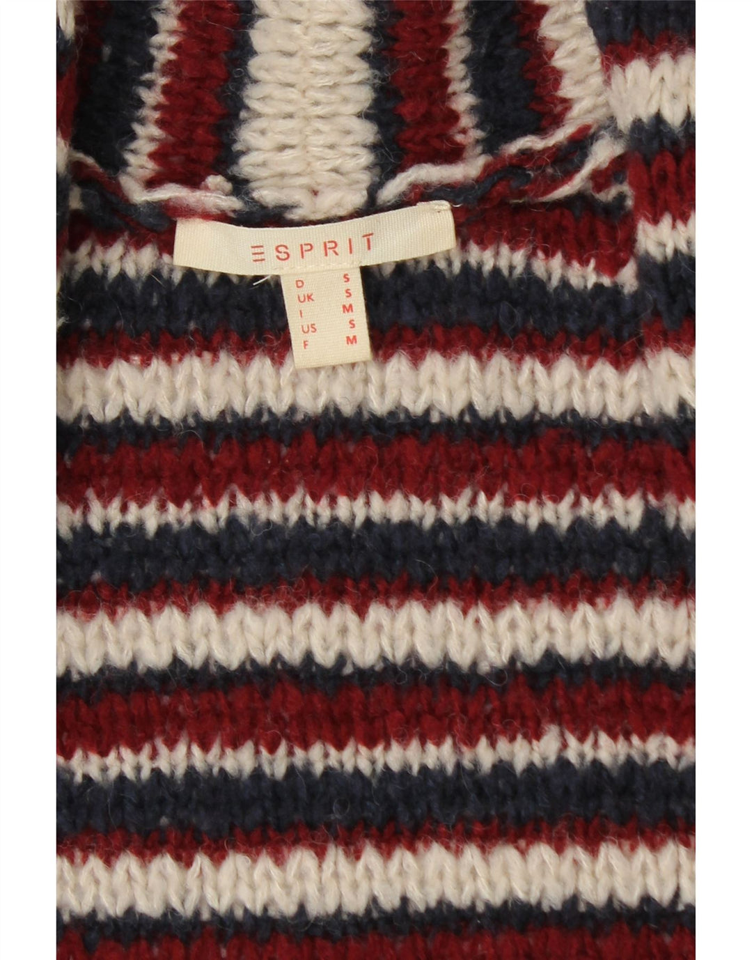 Maglione cardigan corto oversize da donna Esprit UK 10 piccolo a righe bordeaux