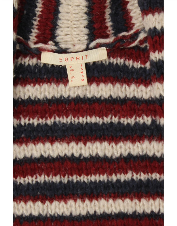 Maglione cardigan corto oversize da donna Esprit UK 10 piccolo a righe bordeaux