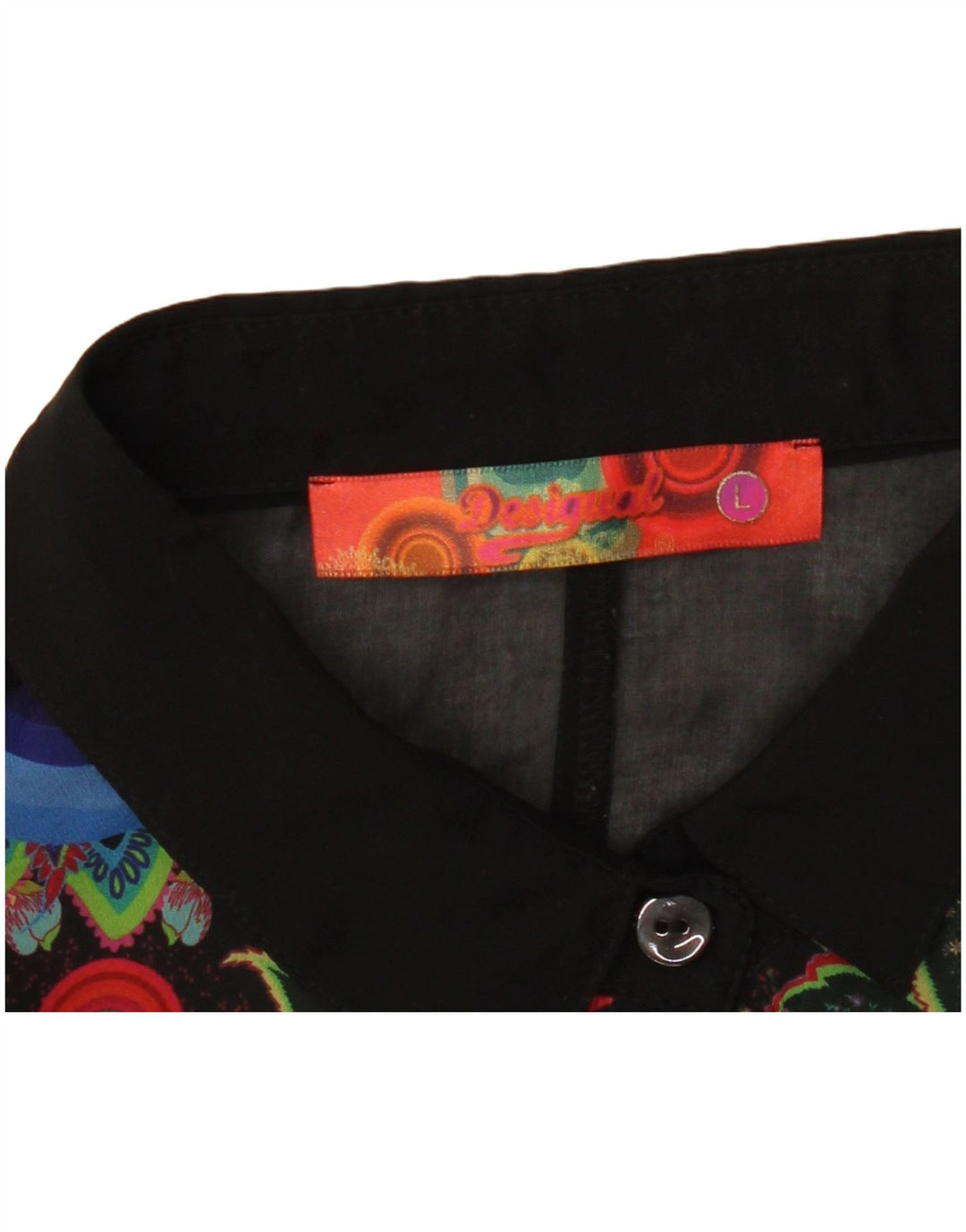 DESIGUAL Camicia da donna trasparente camicetta UK 16 grande nero floreale