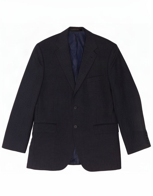 Giacca blazer a 2 bottoni da uomo Marks & Spencer UK 42 Large Blu Navy in lana vergine