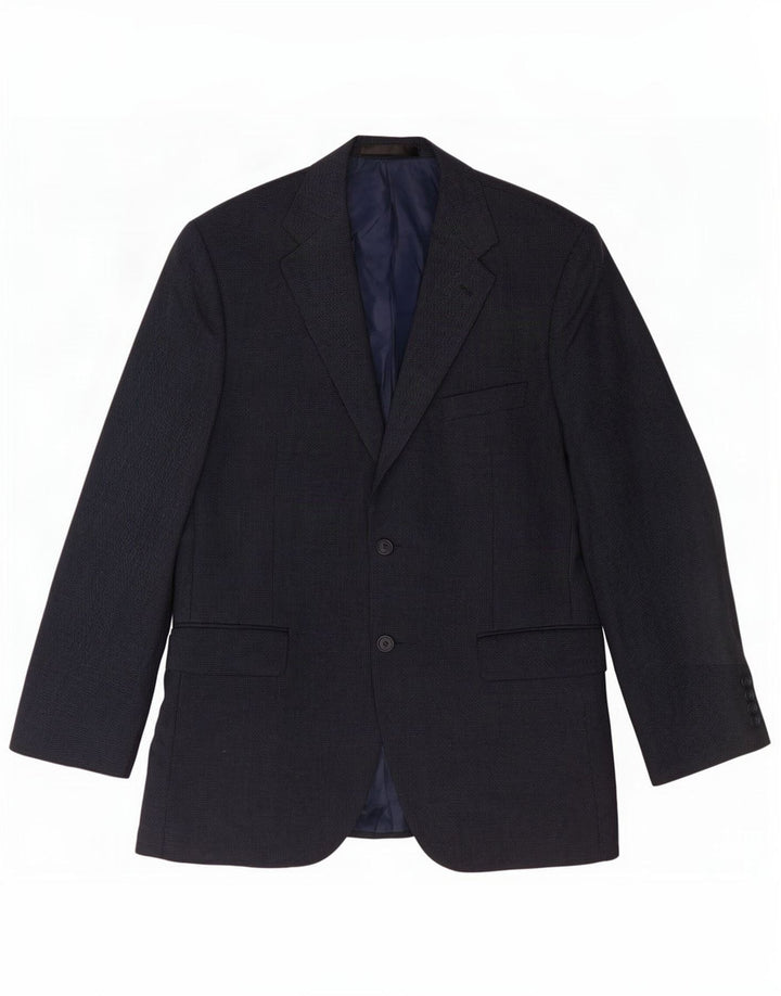 Giacca blazer a 2 bottoni da uomo Marks & Spencer UK 42 Large Blu Navy in lana vergine