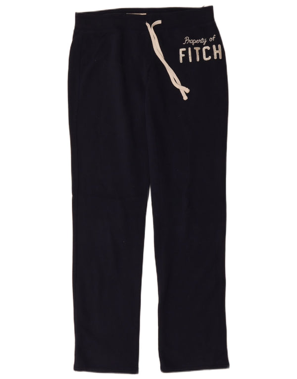 ABERCROMBIE & FITCH Womens Graphic Tracksuit Trousers UK 8 Small Navy Blue