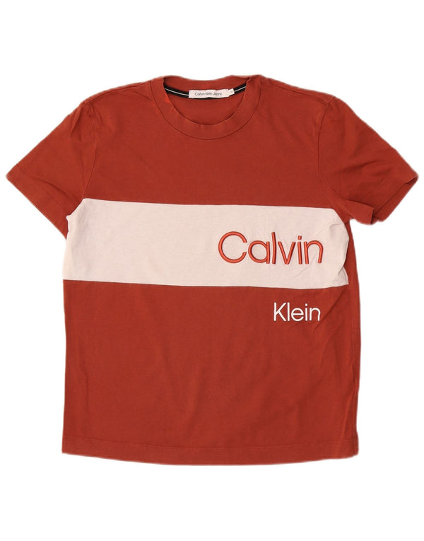 Maglietta grafica da donna Calvin Klein Jeans Top UK 14 Marrone medio