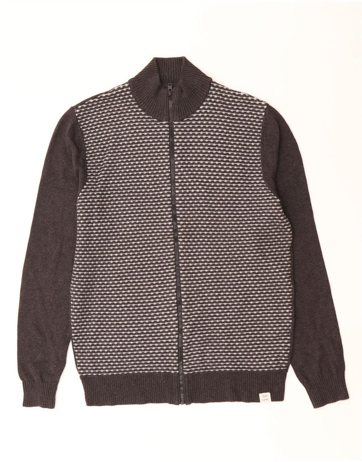 Maglione cardigan da uomo Jack & Jones grande grigio geometrico
