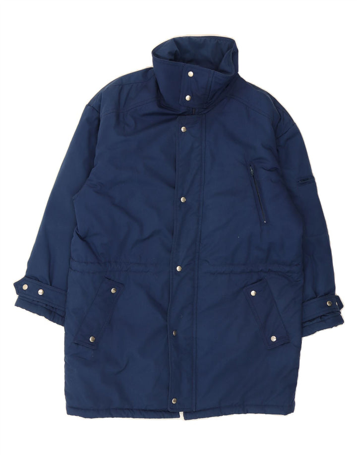 VINTAGE Mens Padded Coat UK 38 Medium Navy Blue Polyacrylic Vintage Vintage and Second-Hand Vintage from Messina Hembry 