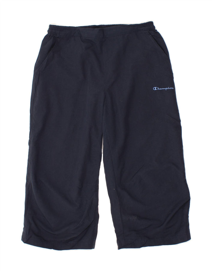 CHAMPION Womens Bermuda Sport Shorts UK 16 Large  Navy Blue Polyester Vintage Champion and Second-Hand Champion from Messina Hembry 