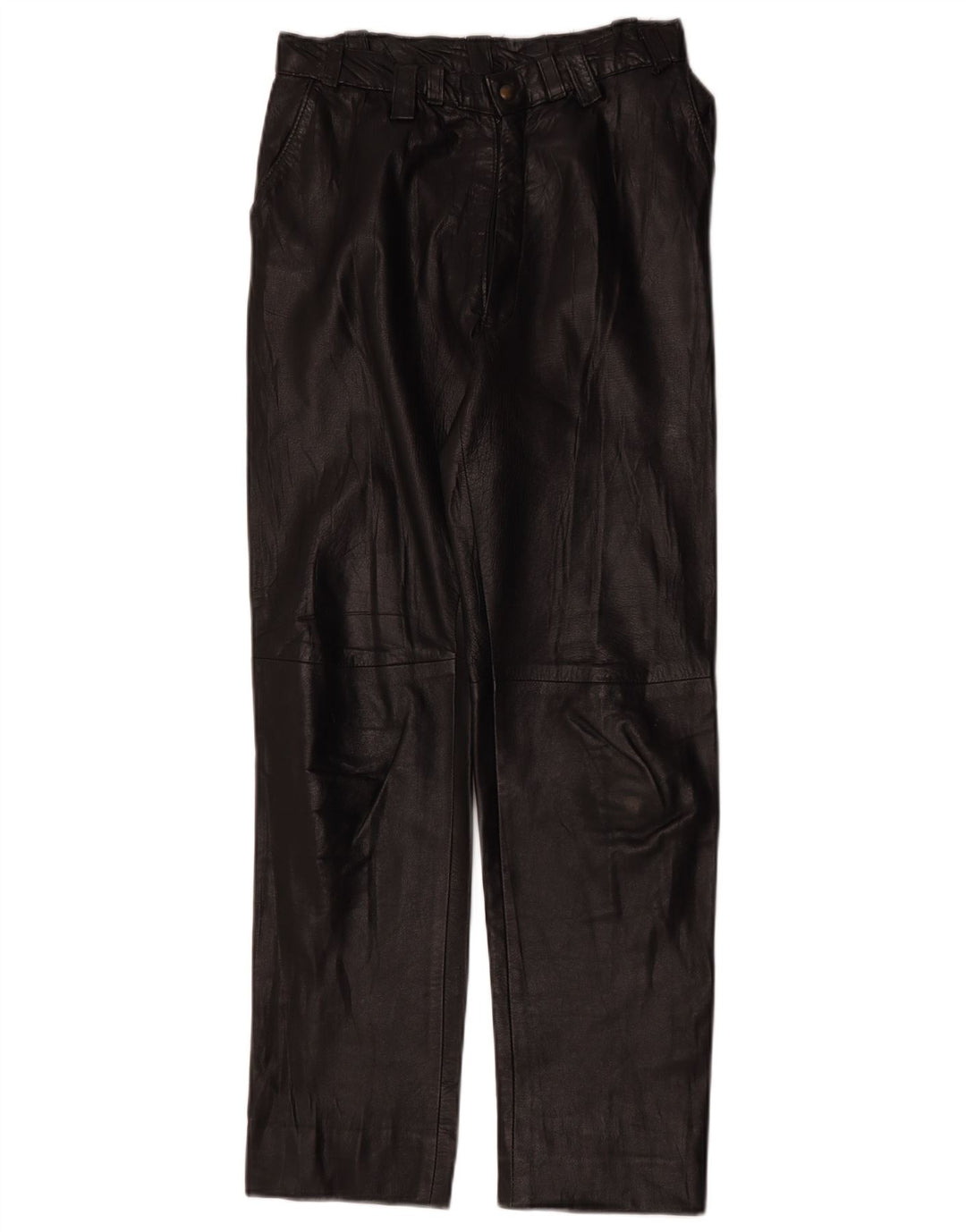 Pantaloni dritti in pelle vintage da donna W28 L28 neri