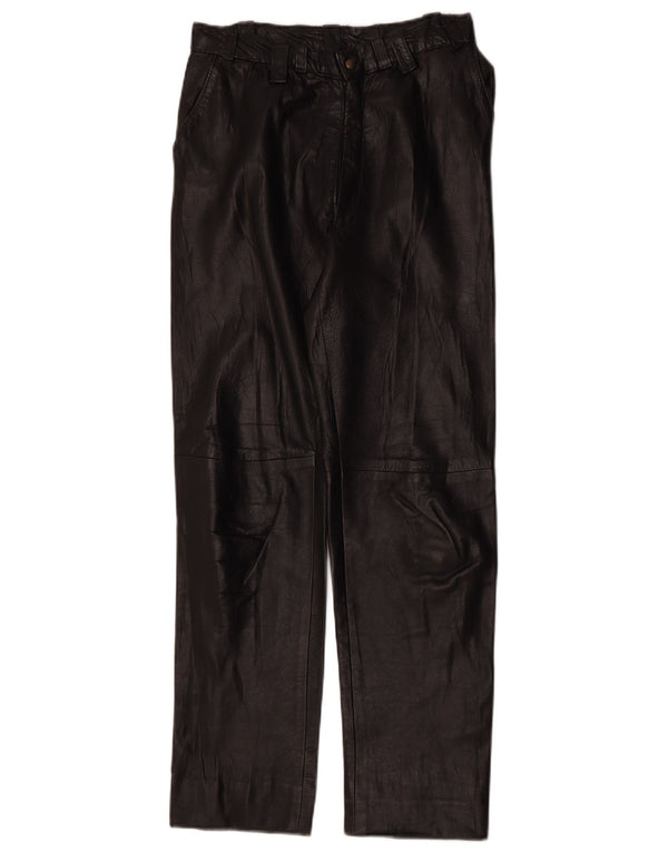 Pantaloni dritti in pelle vintage da donna W28 L28 neri