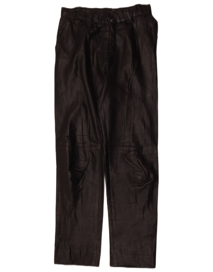 Pantaloni dritti in pelle vintage da donna W28 L28 neri