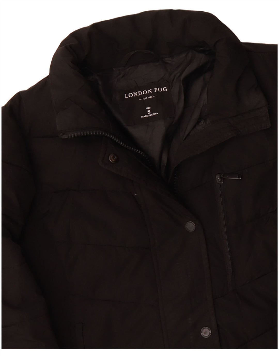 Giacca imbottita oversize da donna LONDON FOG UK 10 piccola in poliestere nero