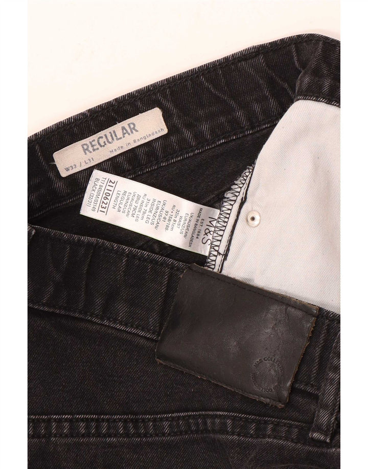 Jeans dritti regolari da uomo Marks & Spencer W32 L31 cotone nero