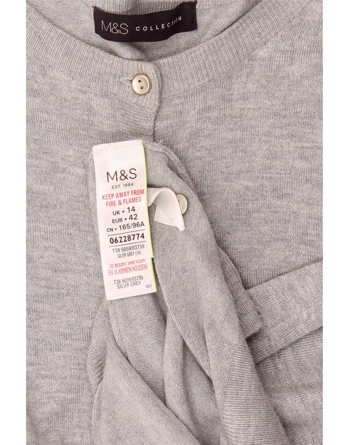 Maglione cardigan da donna Marks & Spencer UK 14 Grande viscosa screziata grigia